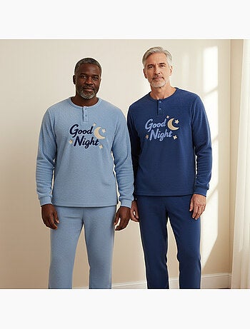 Ozabi pyjama homme pack de 2, polaire douce et moelleuse, broderie
