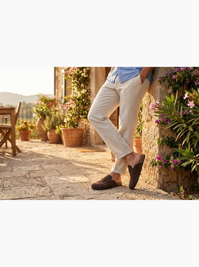 Ozabi sabots homme mule fermée confort nubuck Marron - Kiabi
