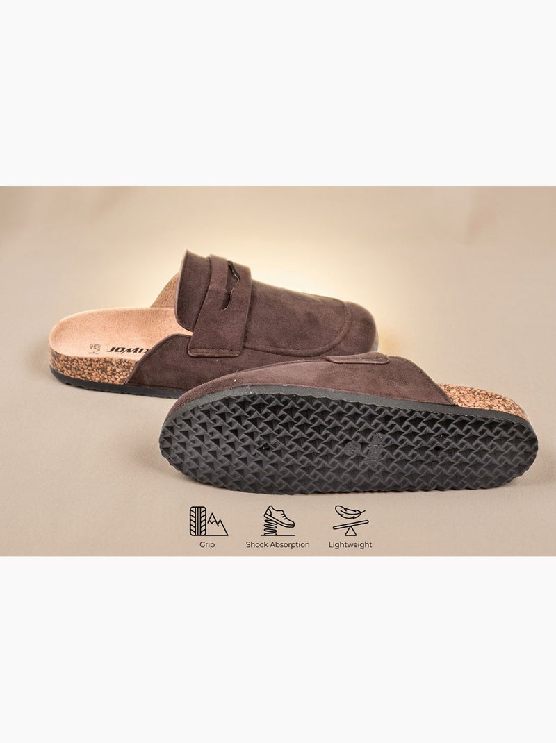 Ozabi sabots homme mule fermée confort nubuck Marron - Kiabi