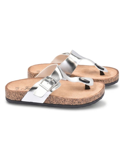 OZABI Sandalen Slipper Gesp Nubuck Metaal Camel Zilver Brons - Kiabi OZABI Sandalen Slipper Gesp Nubuck Metaal Camel Zilver Brons - Kiabi