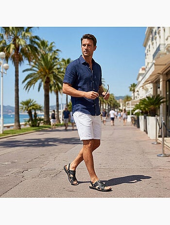 OZABI Sandales Homme Confort Semelle Souple Antiderapante Scratch