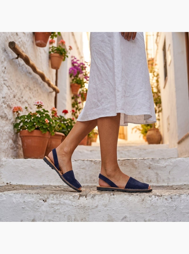 Ozabi sandales menorquines cuir véritable espagne Bleu marine - Kiabi
