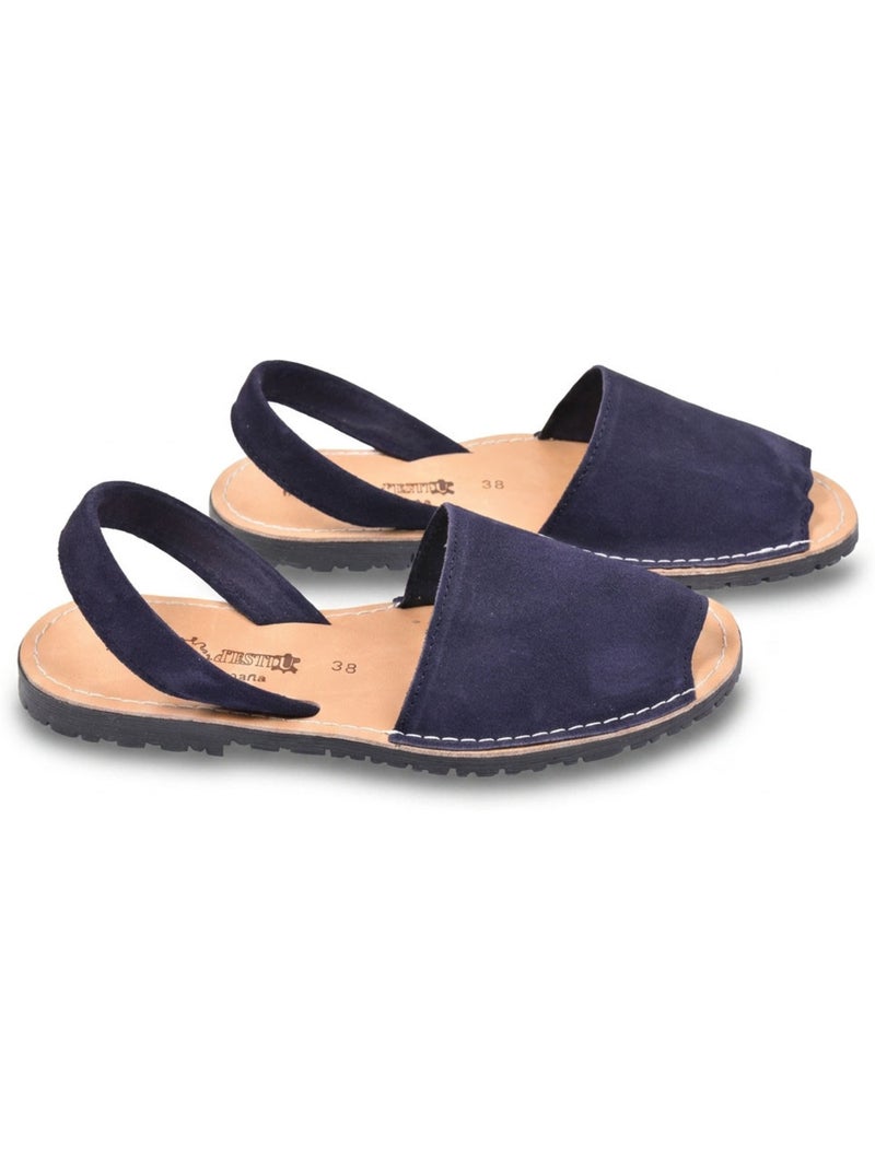 Ozabi sandales menorquines cuir véritable espagne Bleu marine - Kiabi