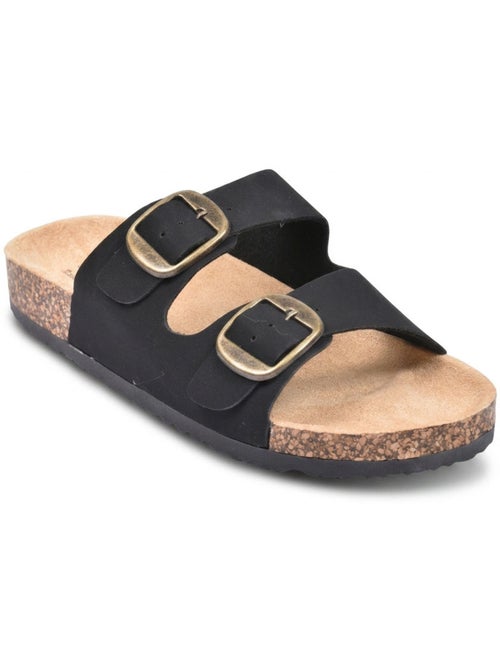 OZABI Sandales Mule 2 Boucles Nubuck Noir Beige Camel - Kiabi OZABI Sandales Mule 2 Boucles Nubuck Noir Beige Camel - Kiabi
