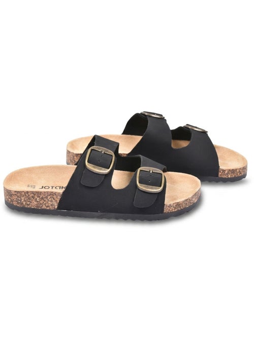 OZABI Sandales Mule 2 Boucles Nubuck Noir Beige Camel - Kiabi OZABI Sandales Mule 2 Boucles Nubuck Noir Beige Camel - Kiabi
