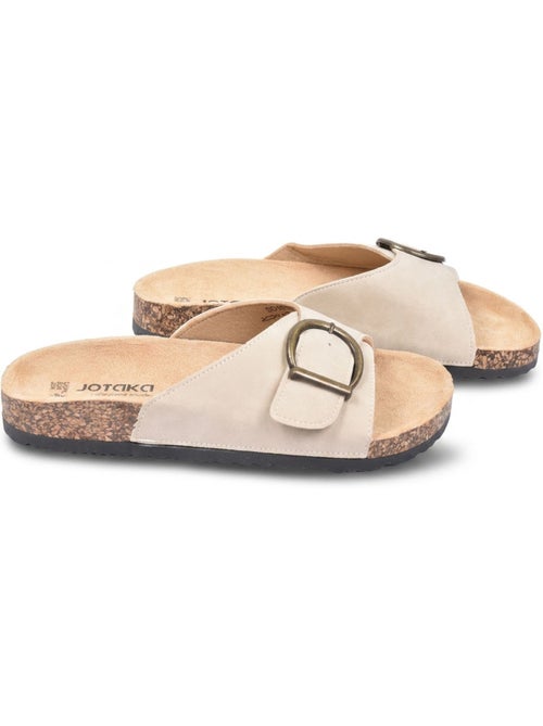 OZABI Sandales Mule Boucle Ronde Nubuck Noir Beige - Kiabi OZABI Sandales Mule Boucle Ronde Nubuck Noir Beige - Kiabi