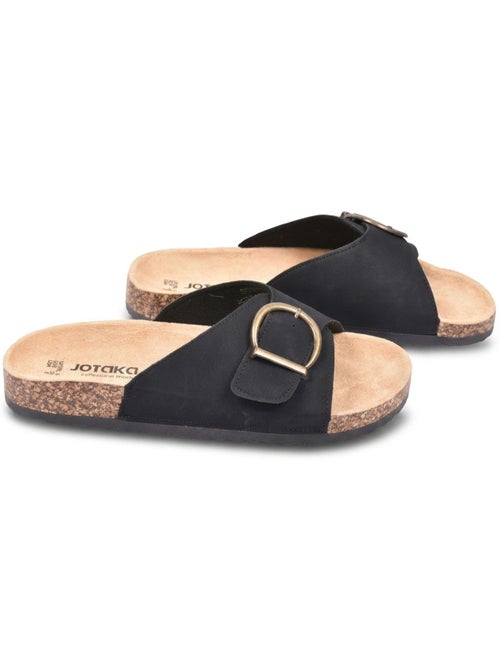 OZABI Sandales Mule Boucle Ronde Nubuck Noir Beige - Kiabi OZABI Sandales Mule Boucle Ronde Nubuck Noir Beige - Kiabi