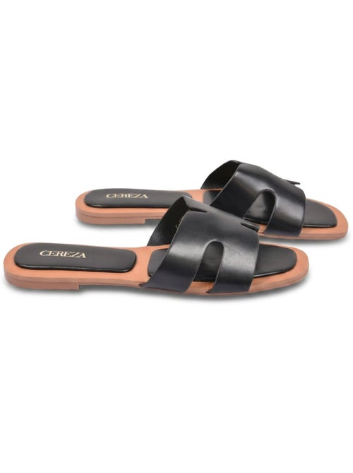 OZABI Sandales Slide H-Strap Cuir Synthétique Or Noir - Kiabi OZABI Sandales Slide H-Strap Cuir Synthétique Or Noir - Kiabi
