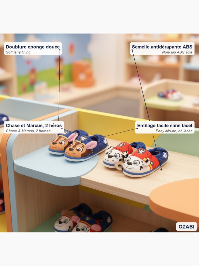 OZABI Set 2 paar huisschoenen kinderen Paw Patrol antislip Blauw - Kiabi