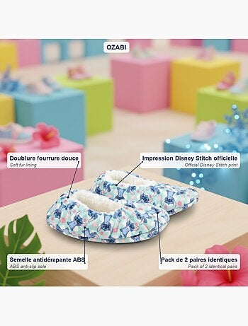 OZABI Set 2 Paar Pantoffels Meisje Disney Gevoerd Antislip