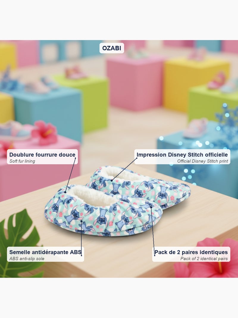 OZABI Set 2 Paar Pantoffels Meisje Disney Gevoerd Antislip Groen - Kiabi