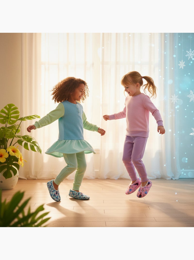 OZABI Set 2 Paar Pantoffels Meisje Disney Gevoerd Antislip Groen/Roze - Kiabi