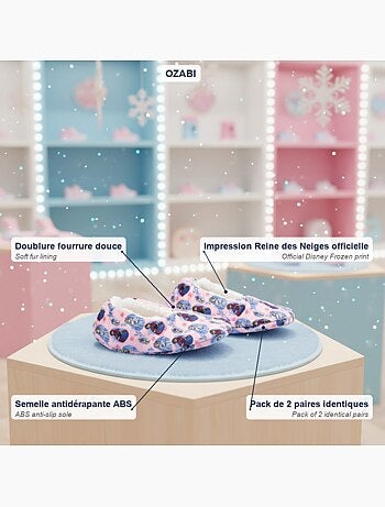 OZABI Set 2 Paar Pantoffels Meisje Disney Gevoerd Antislip