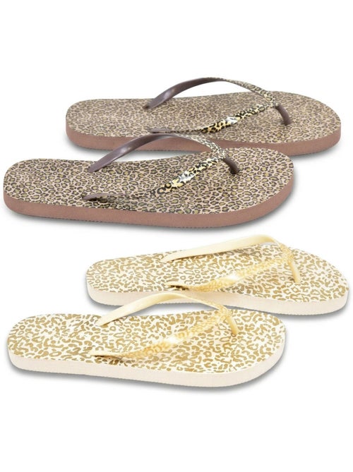 OZABI Set 2 Paar Slippers Dames Print Sauvage - Kiabi