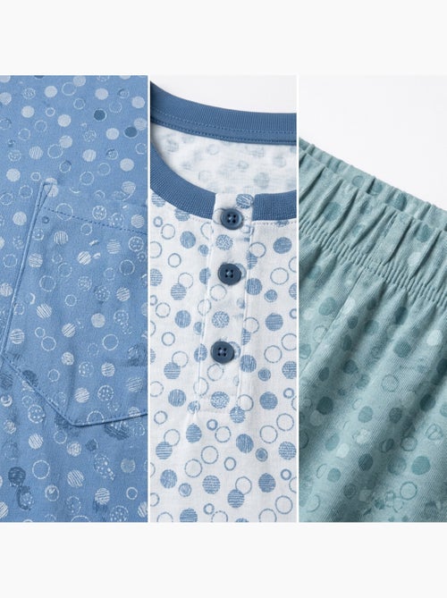 OZABI Set 3 Heren Pyjama's Katoen, Korte Mouwen, Kraag met Knoop - Kiabi OZABI Set 3 Heren Pyjama's Katoen, Korte Mouwen, Kraag met Knoop - Kiabi