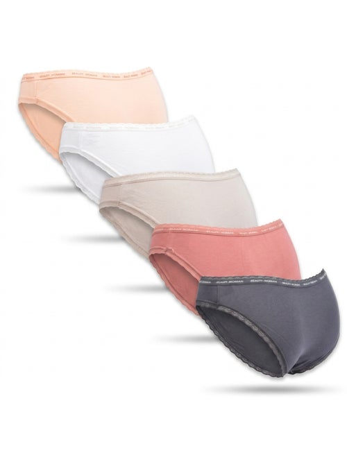 OZABI Set 5 Dames Slips Katoen Mini Kant Strik Satijn - Kiabi OZABI Set 5 Dames Slips Katoen Mini Kant Strik Satijn - Kiabi