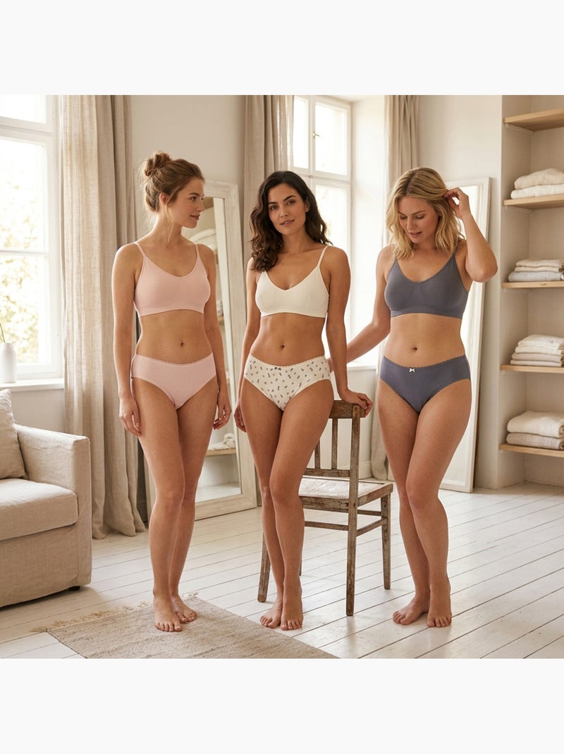 OZABI Set Slips Dames Katoen – Set van 6 Paars/Roze - Kiabi