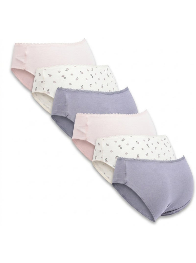 OZABI Set Slips Dames Katoen – Set van 6 Paars/Roze - Kiabi