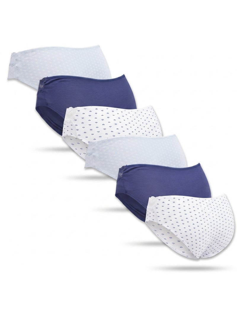 OZABI Set Slips Dames Katoen – Set van 6 Wit Multikleur Blauw - Kiabi