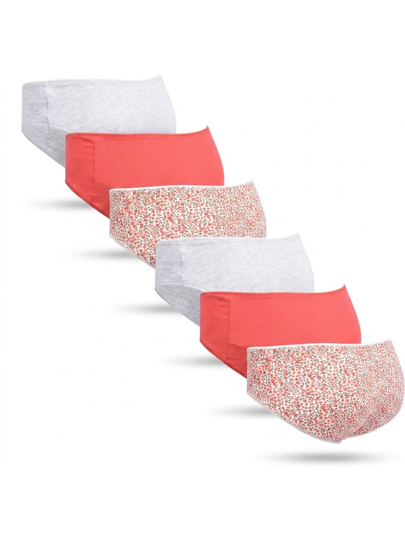 OZABI Set Slips Meisje Katoen - Set van 6 Geelgrijs Wit - Kiabi
