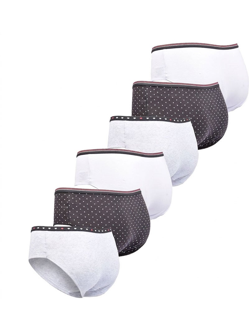 OZABI Set Slips Meisje Katoen - Set van 6 Grijs Zwart Wit - Kiabi