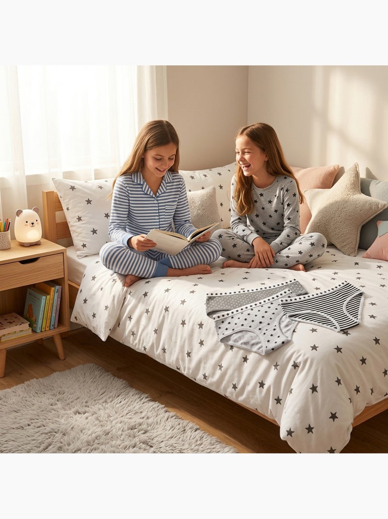 OZABI Set Slips Meisje Katoen - Set van 6 Zwart Lichtgrijs Wit - Kiabi