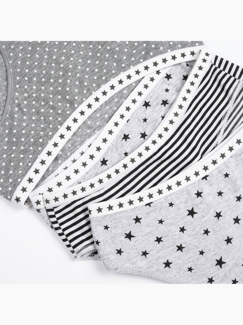 OZABI Set Slips Meisje Katoen - Set van 6 Zwart Lichtgrijs Wit - Kiabi