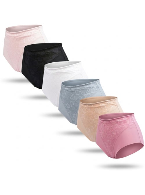 OZABI Set van 6 dames slips invisible push-up kant en laser - Kiabi