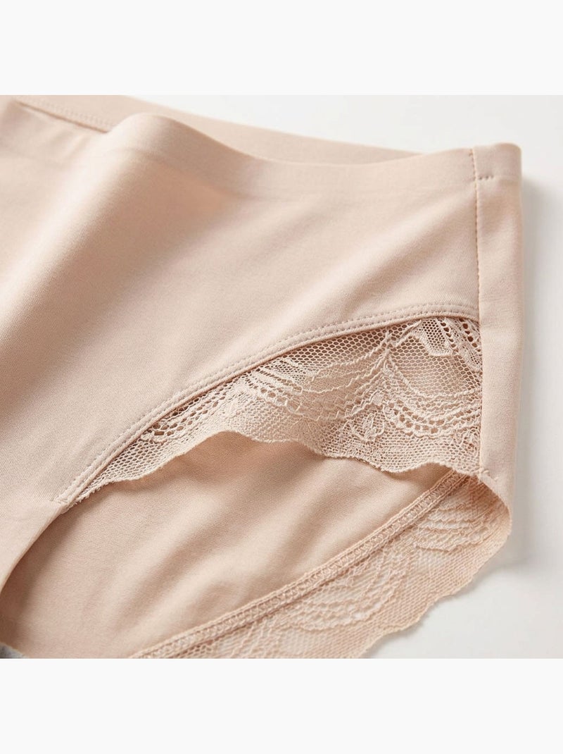 OZABI Set van 6 dames slips invisible push-up kant en laser Zwart Beige Zwart - Kiabi