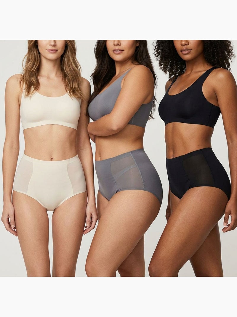 OZABI Set van 6 dames slips invisible push-up kant en laser Zwart Mauve - Kiabi