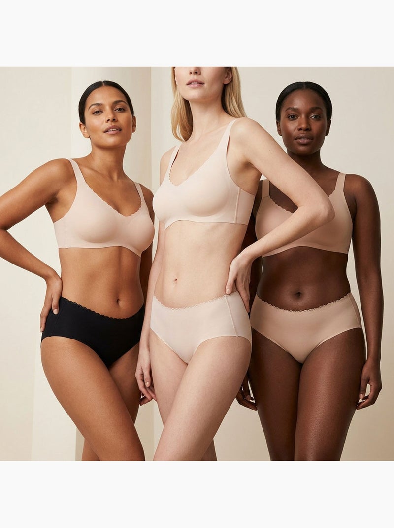 OZABI Set van 6 dames slips invisible push-up kant en laser Zwart Multicolor - Kiabi