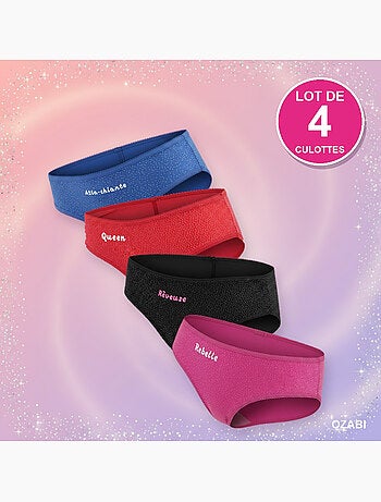 Ozabi slips meisje grappig bericht glitterpunten - set van 4