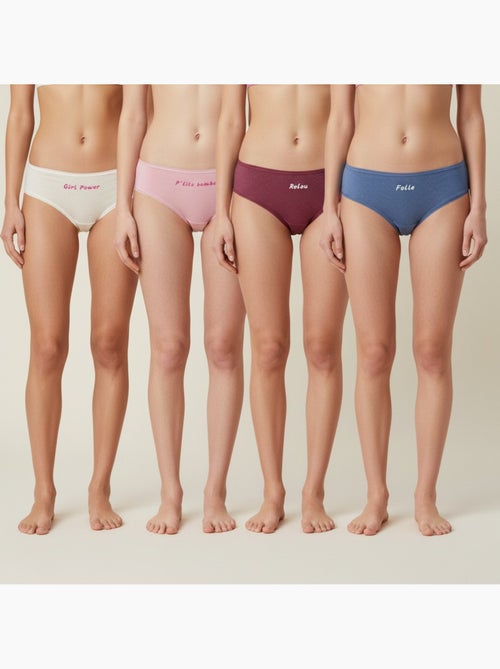 Ozabi slips meisje grappig bericht glitterpunten - set van 4 - Kiabi
