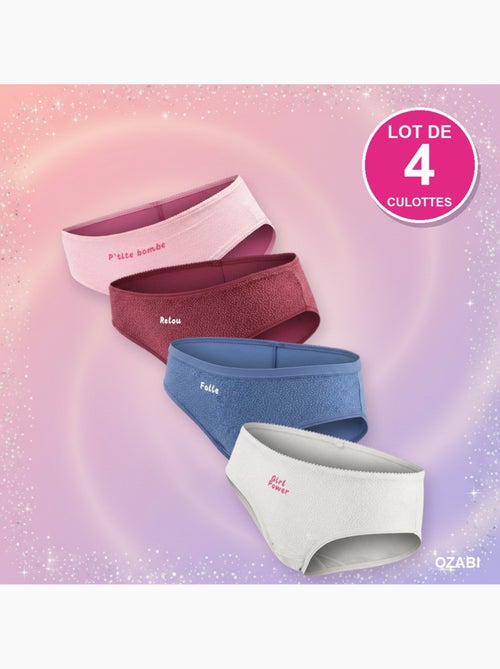 Ozabi slips meisje grappig bericht glitterpunten - set van 4 - Kiabi