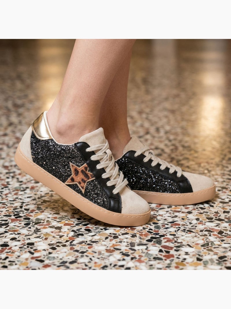 OZABI Sneakers Étoile Femme Glitter Plateforme MMXXIV Noir - Kiabi