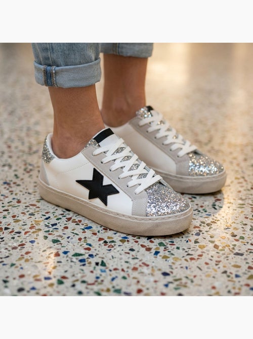 OZABI Sneakers Glitter Étoile Femme Plateforme Argent Or - Kiabi OZABI Sneakers Glitter Étoile Femme Plateforme Argent Or - Kiabi