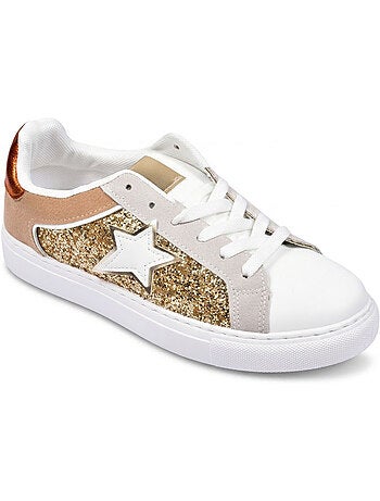 OZABI Sneakers Glitter Étoile Femme Plateforme Argent Or