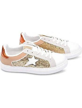 OZABI Sneakers Glitter Étoile Femme Plateforme Argent Or