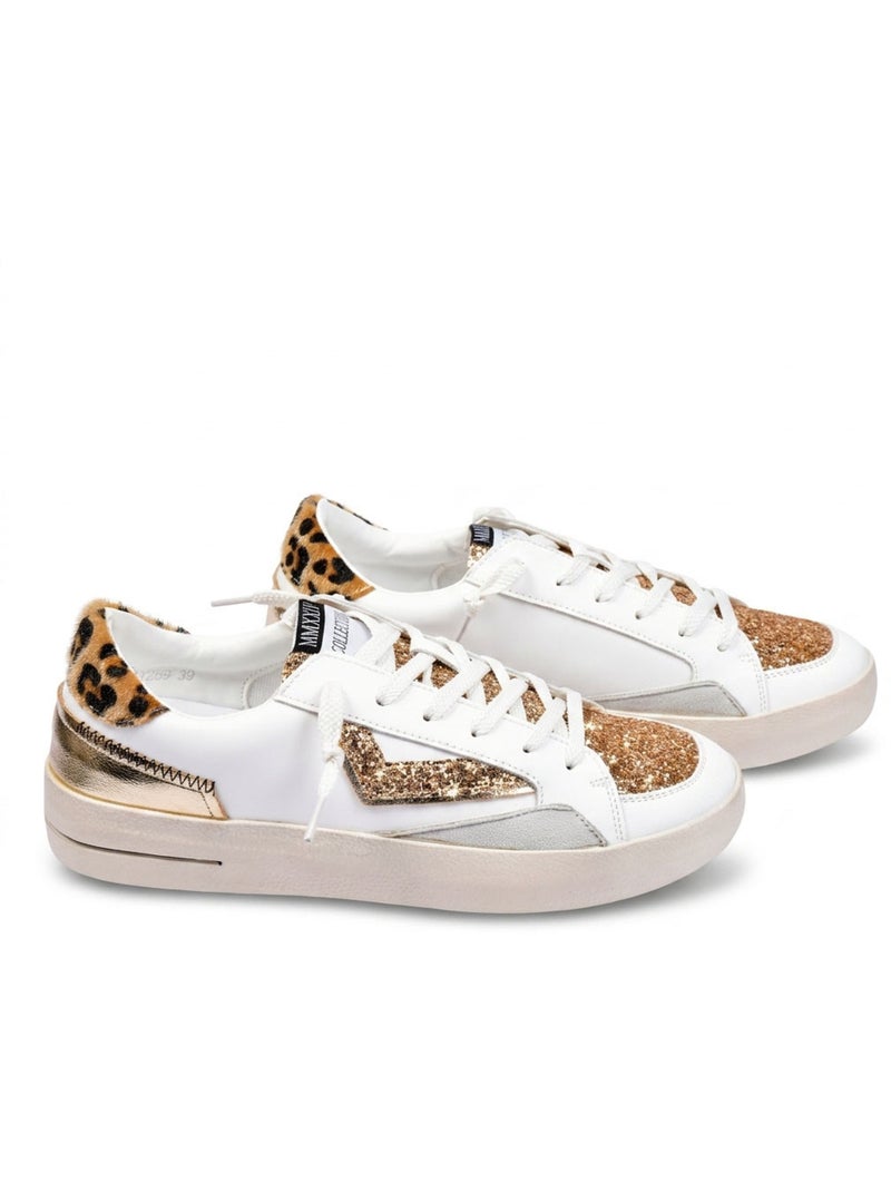 OZABI Sneakers Léopard Glitter Femme Plateforme MMXXIV Or - Kiabi