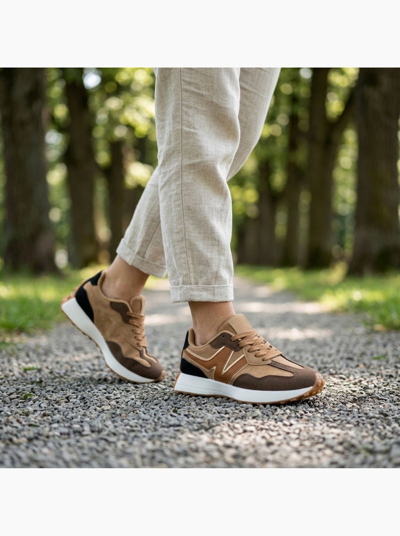 OZABI Sneakers Runner Dames Mesh Logo W 4 Kleuren Bruin - Kiabi
