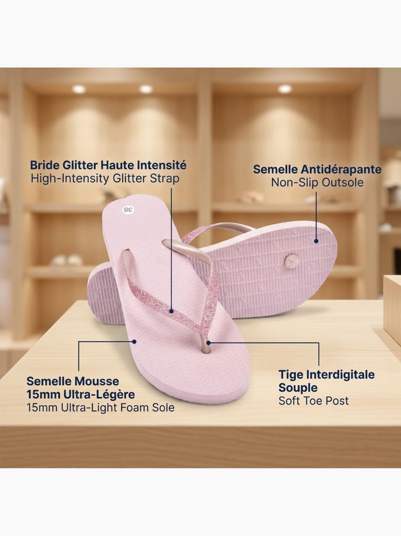 OZABI Tong Glitter Interdigitale 7 Coloris Rose - Kiabi
