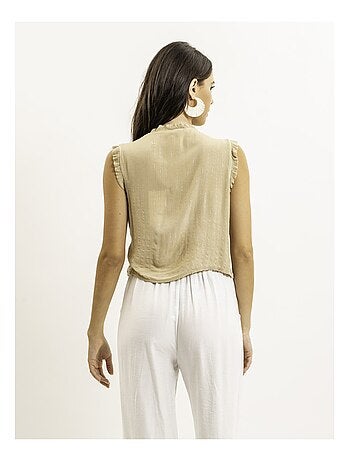 OZAKIA mouwloze blouse met smockwerk
