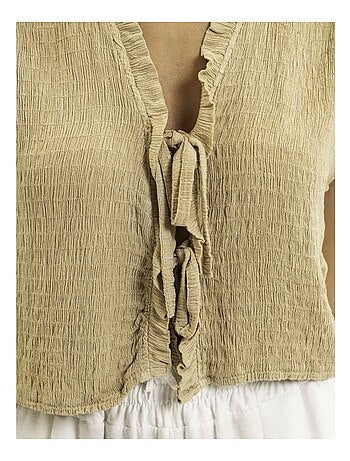 OZAKIA mouwloze blouse met smockwerk