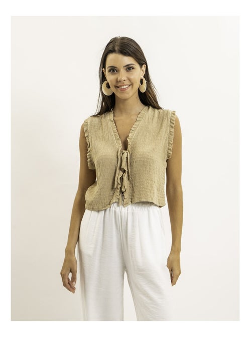 OZAKIA mouwloze blouse met smockwerk - Kiabi