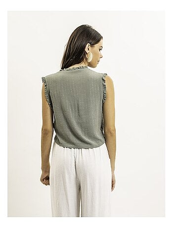 Ozakia mouwloze blouse met smockwerk