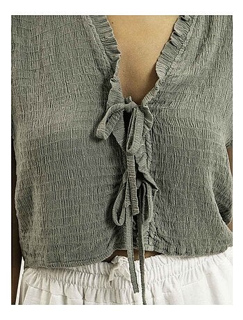 Ozakia mouwloze blouse met smockwerk