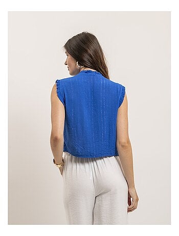 OZAKIA mouwloze blouse met smockwerk