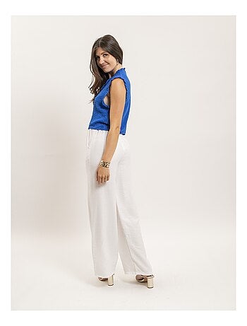 OZAKIA mouwloze blouse met smockwerk