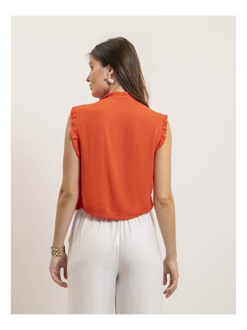 OZAKIA mouwloze blouse met smockwerk Oranje - Kiabi
