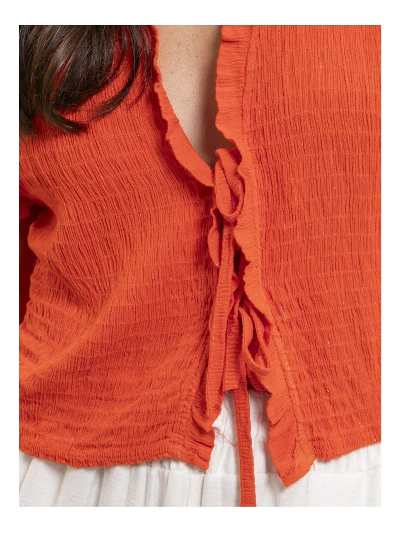 OZAKIA mouwloze blouse met smockwerk Oranje - Kiabi